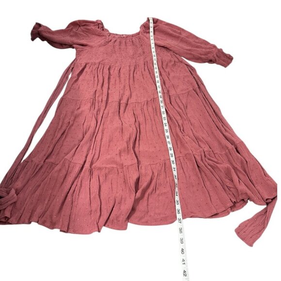 Lapis & Lillies Cottage Dress Women's Size Large Pink Midi Length Smocking JCD - Picture 6 of 9